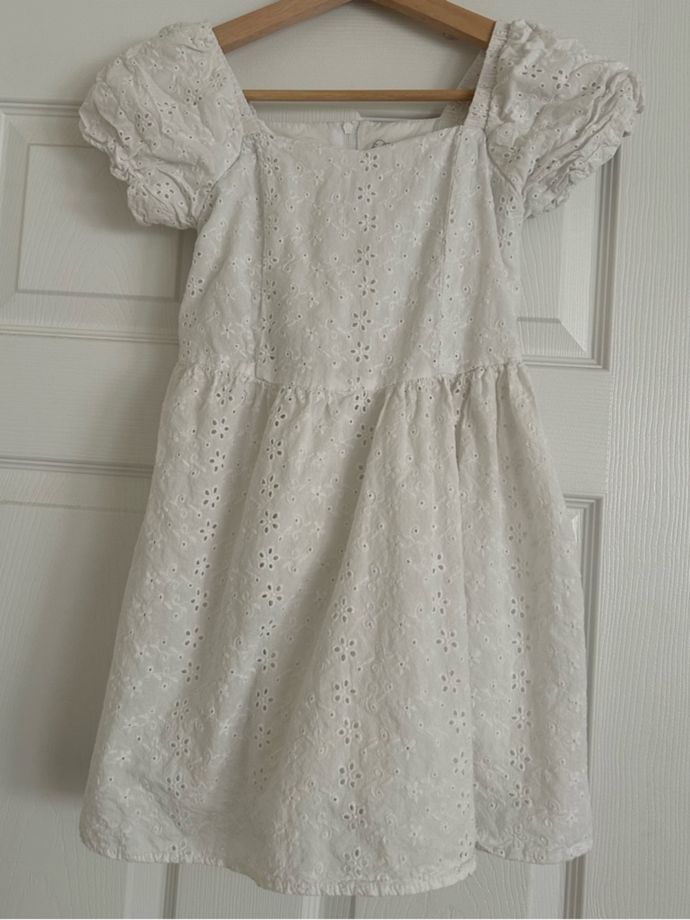 Art Class Girls White Eyelet Puff Sleeve Dress Size M (8) Spring Summer
